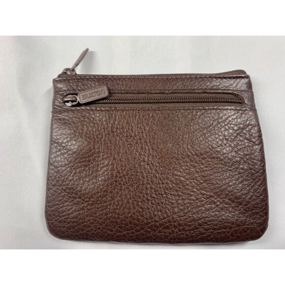 VTG Buxton Zip Coin & Card Case Set w/ Keyring Brown Pebbled Leather 4”x5" - Picture 5 of 8
